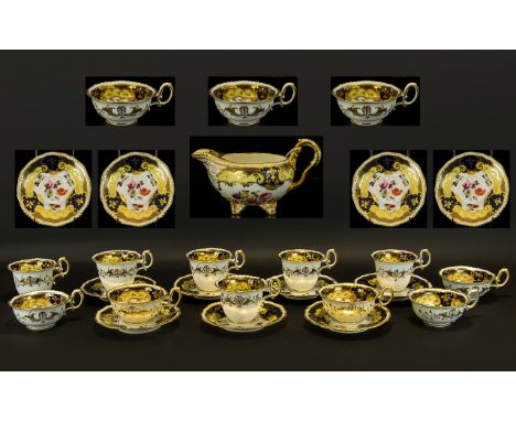 H &amp; R Daniel Staffordshire Rare Part Tea Set Circa 1825 antique pattern 4058. This pattern features the second gadroon to