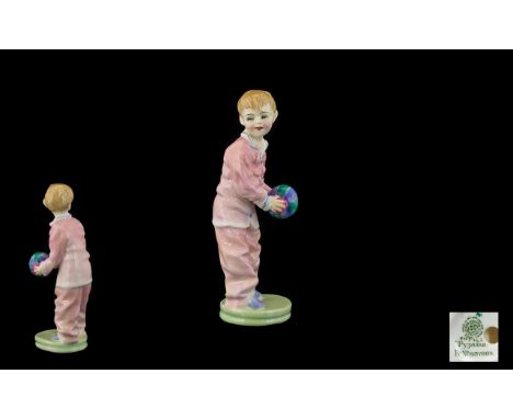 Royal Doulton - Rare and Early Hand Painted Porcelain Figure ' Pyjams ' Colour Pink. HN1942, Reg Num 837982. Designer L. Harr