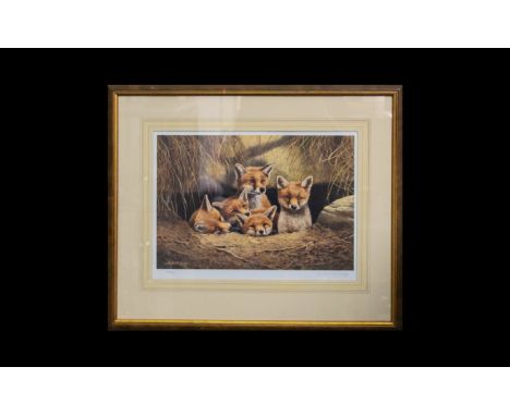 Natural History Interest - Limited Edition Artist Signed Print By Adrian C Rigby 'Patiently Watching The Hunt' Framed And Gla