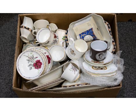 A Mixed Collection Of Ceramics A varied lot to include several royal commemorative items, Royal Stafford 'Roses To Remember' 