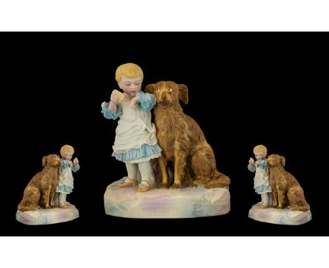 Antique Period Large and Impressive Robertson and Lead Beather Large Hand Painted Porcelain Bisque Figure. Titled ' Don't be 