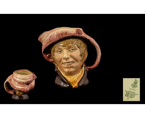 Royal Doulton and Early Hand Painted Rare Colour way Large Character Jug ' Arriet ' Pink Hat and Handle. Designer H. Fenton. 