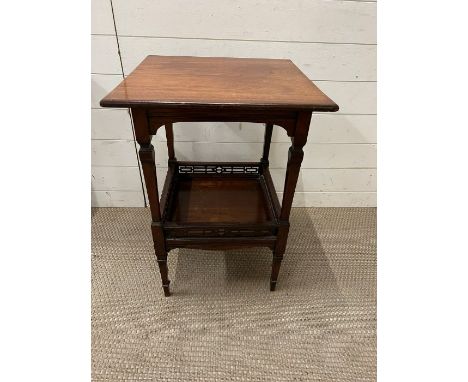 A mahogany side table with pieced shelf under (H70cm Sq49cm)