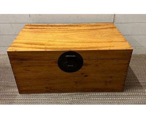 A hardwood camphor trunk (H37cm W79cm D45cm)