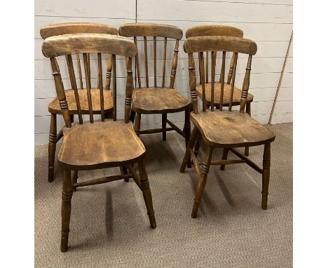 Five Victorian Elm stick back Windsor chairs 