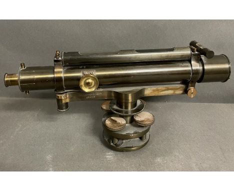 A Troughton &amp; Simms theodolite constructed in oxidised and lacquered brass