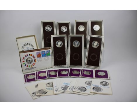 A Group of fourteen silver coins from "The Kings and Queens Of England " series , together with some associated booklets, tog