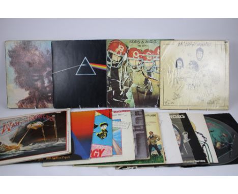 Quantity of ten mixed LP'S plus seven singles including The Who, Pink Floyd, Jimi Hendrix , etc.... All in mixed used conditi