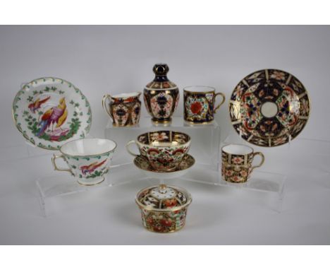 Mixed group of Royal Crown Derby porcelain plus a Spode Coffee Can , pattern 1216. , Condition mixed . (7)