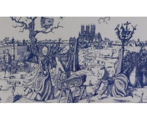 Grayson Perry (b.1960). The Charms of Lincolnshire, screenprint on cotton cloth, 39.5cm x 65cm.