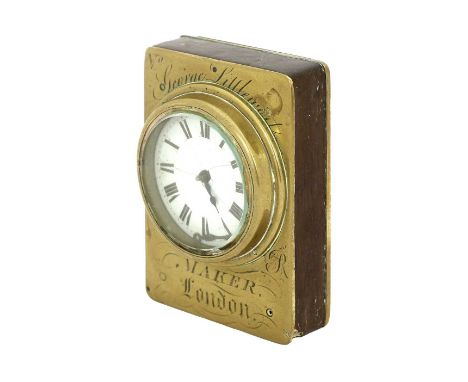 A Rare Railway Mail-Coach Guard's Timepiece, circa 1840, brass and mahogany case engraved to the front George Littlewort, VR 