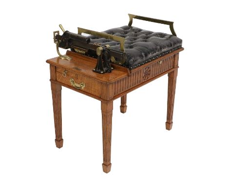 Alexander &amp; Fowler: A Set of Late Victorian Oak and Brass Jockey Scales, circa 1900, the close-nailed and button black le