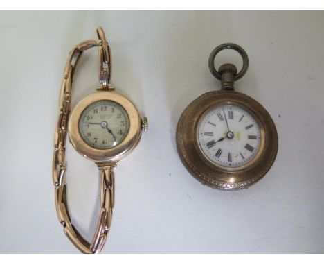 A ladies J W Benson 9ct rose gold wristwatch on 9ct expanding strap diameter of case 26mm, total weight approx 19.1 grams and