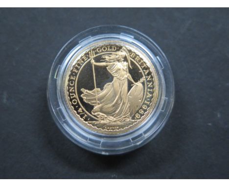 A 1/4 oz fine gold 1989 Britannia £25 coin - approx 8.6 grams&nbsp;