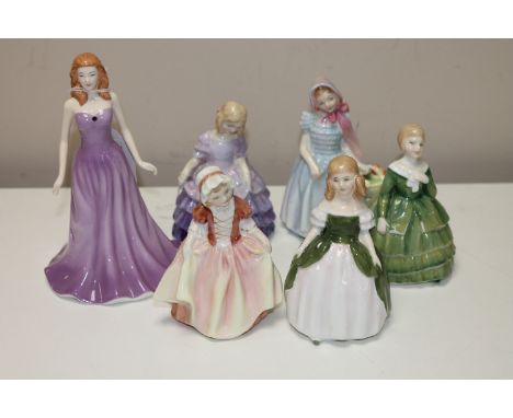 A Royal Doulton Gemstones figure, February Amethyst, with certificate, together with five other Doulton figures (6)