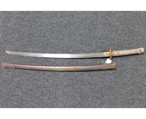 A Second World War Japanese Type 95 NCO's shin gunto katana, in scabbard with matching serial numbers 136429 CONDITION REPORT