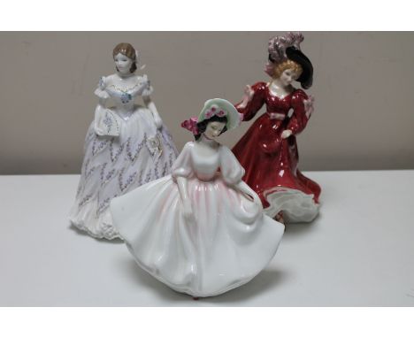 A Royal Worcester figure, The Last Waltz, No. 5198 of 12500, with certificate, together with two Royal Doulton figures; Sunda