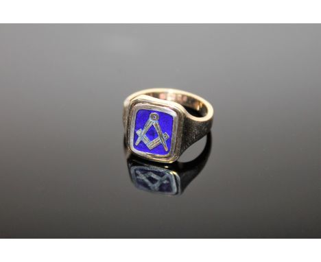 A 9ct gold Masonic swivel top ring, 5.8g.