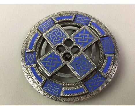 SCOTTISH SILVER AND ENAMEL BROOCH, of circular form, with light blue enamelThe brooch is 5cm diameter, unable to locate any m