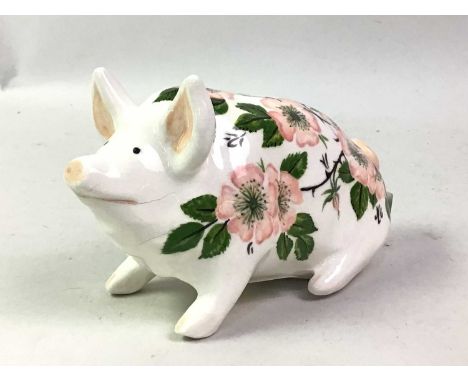 GRISELDA HILL, WEMYSS POTTERY PIG, with painted floral decoration 9cm high