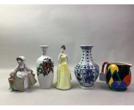 SUSIE COOPER FOR GRAY'S POTTERY HAND PAINTED JUG,  AND OTHER CERAMICS comprising a Bing &amp; Grondhal figure, vases, Nao fig