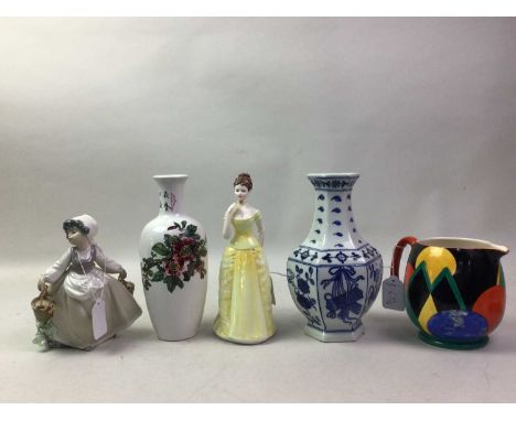 SUSIE COOPER FOR GRAY'S POTTERY HAND PAINTED JUG,  AND OTHER CERAMICS comprising a Bing &amp; Grondhal figure, vases, Nao fig