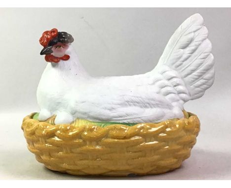 CERAMIC HEN EGG BASKET, AND OTHER CERAMICS  including a group of bird figures and a Nao figureQty: 10