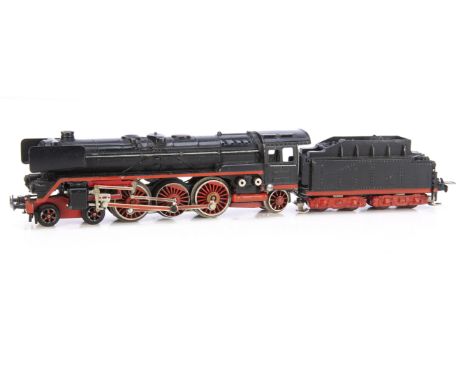 A Trix Express HO Gauge German 'Pacific' 3-rail AC Locomotive and Tender, in traditional black/red livery as Trix Express No.