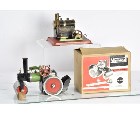 An early Mamod SR1 Steam Roller and incomplete SE1 Stationary Engine, the Roller in original box, with unregulated non-revers