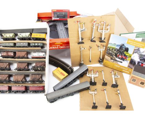 Airfix Mainline and others 00 Gauge Goods Rolling Stock Track Signals and other Accessories, seven modified or kitbuilt weath