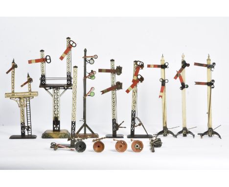 Bing and other Gauge 1 Signals and Telegraph Poles for restoration or spares, a large-scale Bing junction signal (17" high), 