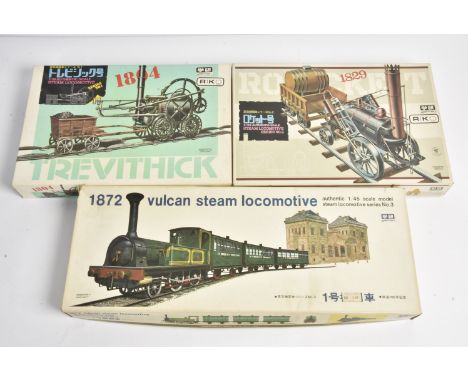 Approximately 0 Scale and larger Historic Locomotive Kits by Gakken (Japan), all plastic assembly kits, comprising 1/26 scale