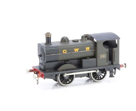 A modified/repainted Leeds Model Co 0 Gauge electric 'standard' 0-4-0 Tank Locomotive,  the body repainted in GWR matt green 