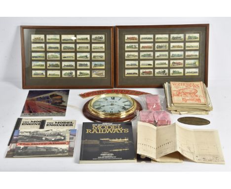 Railway and Model Railway Ephemera and Memorabilia, various items, Wills cigarette cards Railway Engines, framed and glazed a