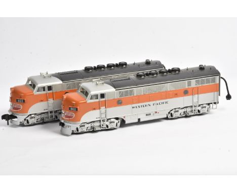 A RailKing/MTH G Scale 2-part American F3 Diesel Unit, two 'A' units in Western Pacific silver/orange livery as No. 802/803, 