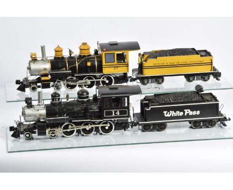 Bachmann 'Big Hauler' G Scale American Locomotives and Stock, two unboxed 4-6-0 locomotives with bogie tenders, one as D&amp;