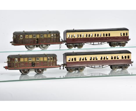 Hornby 0 Gauge modified electric Metropolitan Locomotives and repainted Met Coaches, two original 6v Metropolitan locomotives