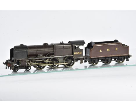 A modified/repainted Bassett-Lowke 0 Gauge 3-rail 'Royal Scot' 4-6-0 Locomotive and Tender, the locomotive, with smoke deflec