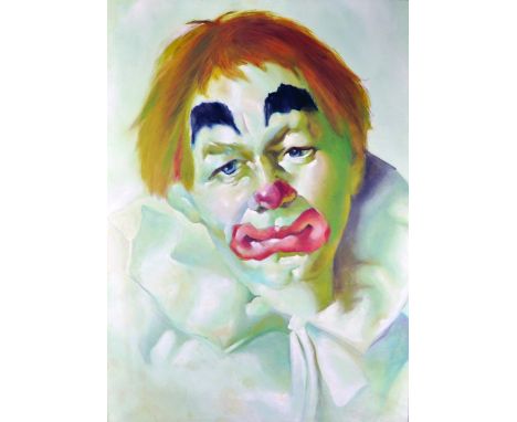 Grimaldi (20th Century) French. A Self Portrait as a Clown, Circa 1930's, Oil on Canvas, 55" x 39".