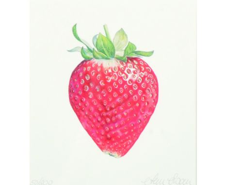 Ann Swan (20th Century) British. 'Strawberry', Lithograph, Signed and numbered 50/200 in Pencil, 4.5" x 4".
