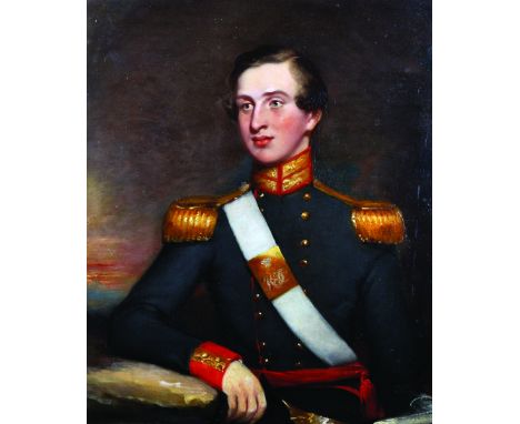 William Carpenter (1818-1899) British. Portrait of a Mr Dobbin, in Military Uniform, Oil on Board, Signed with Initials and D