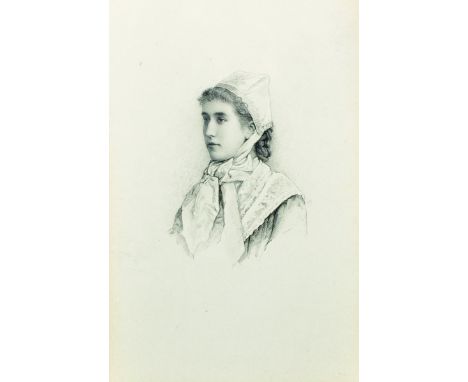 19th Century German School. Portrait of a Young Girl, Pencil, Inscribed with a Poem on the reverse, 6.75" x 4.5".