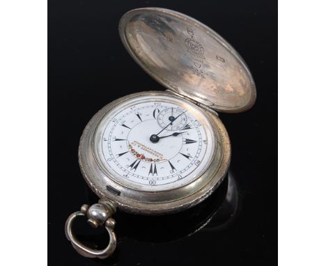 A Turkish silver gents full hunter pocket watch, the white enamel dial signed K. Serkisoff & Co Constantinople, having subsid