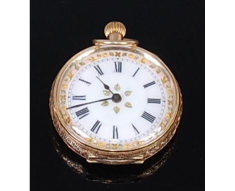 An 18ct gold cased half hunter pocket watch, the white enamel dial signed Ashley & Sims, 2 Green Terrace, Clerkenwell, having