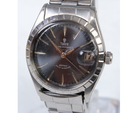 A gents stainless steel Tudor Prince Oyster Date wristwatch, having signed blue dial with baton markers, date aperture, autom