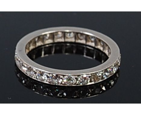 A platinum diamond eternity ring, set with 23 brilliant cut diamonds, each weighing approx 0.06ct, 3.9g, size O