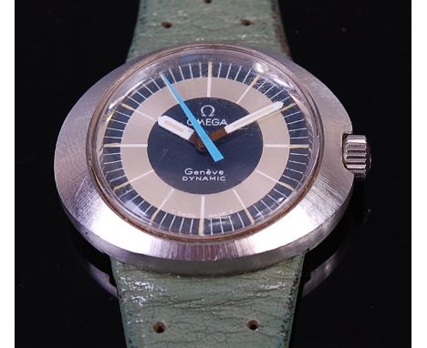 A vintage ladies Omega Geneve Dynamic wrist watch, steel cased, having a signed dial with luminous markers and hands, sweep s