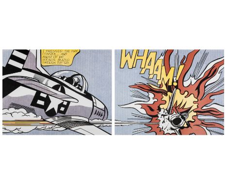 Roy Lichtenstein (1923-1997) after.WHAAM! PosterThe diptych offset lithograph printed in colours, 1967, printed by Beck and P