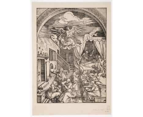 ** Albrecht Dürer (1471-1528)The Birth of the Virgin, from: The Life of the VirginWoodcut, 1503, but a later Meder g/h impres