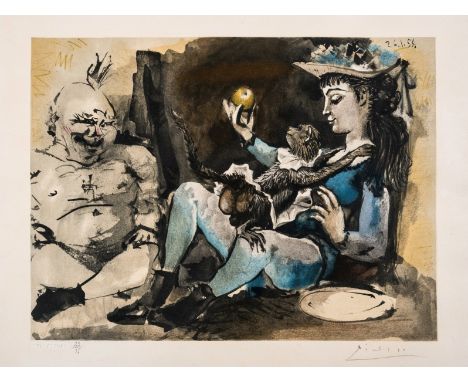 ** Pablo Picasso (1881-1973) after.Untitled (Woman with Monkey and Buddha), from Suite de 15 Dessins de PicassoLithograph pri